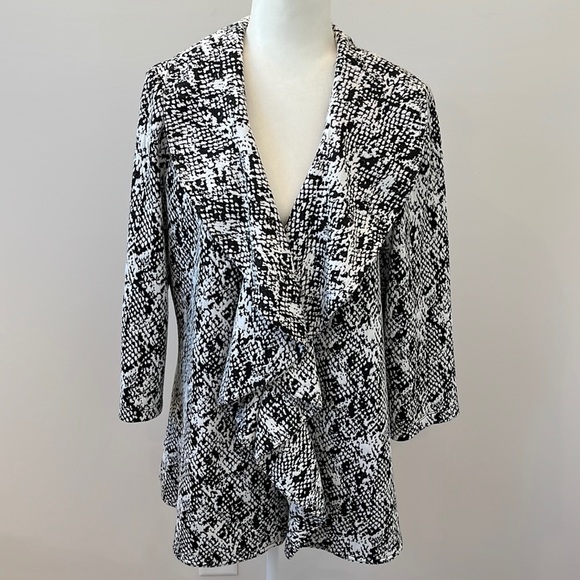 Calvin Klein Black and White Open Front Cardigan Jacket - Picture 1 of 5